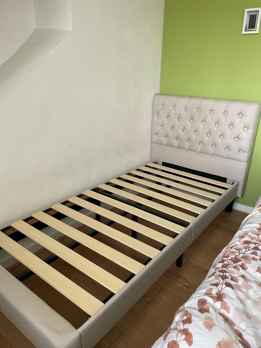 Upholstered Single Bed Frame With Headboard Storage For £65 In