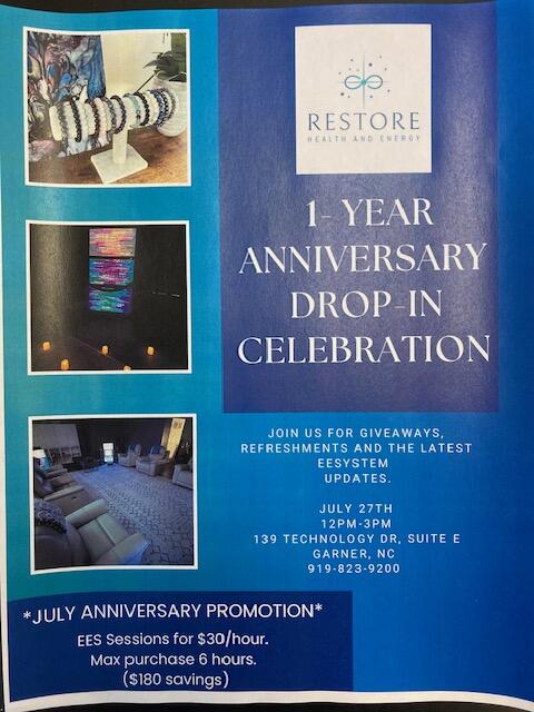 Restore Health And Energy 1 Year Anniversary Drop-In Celebration