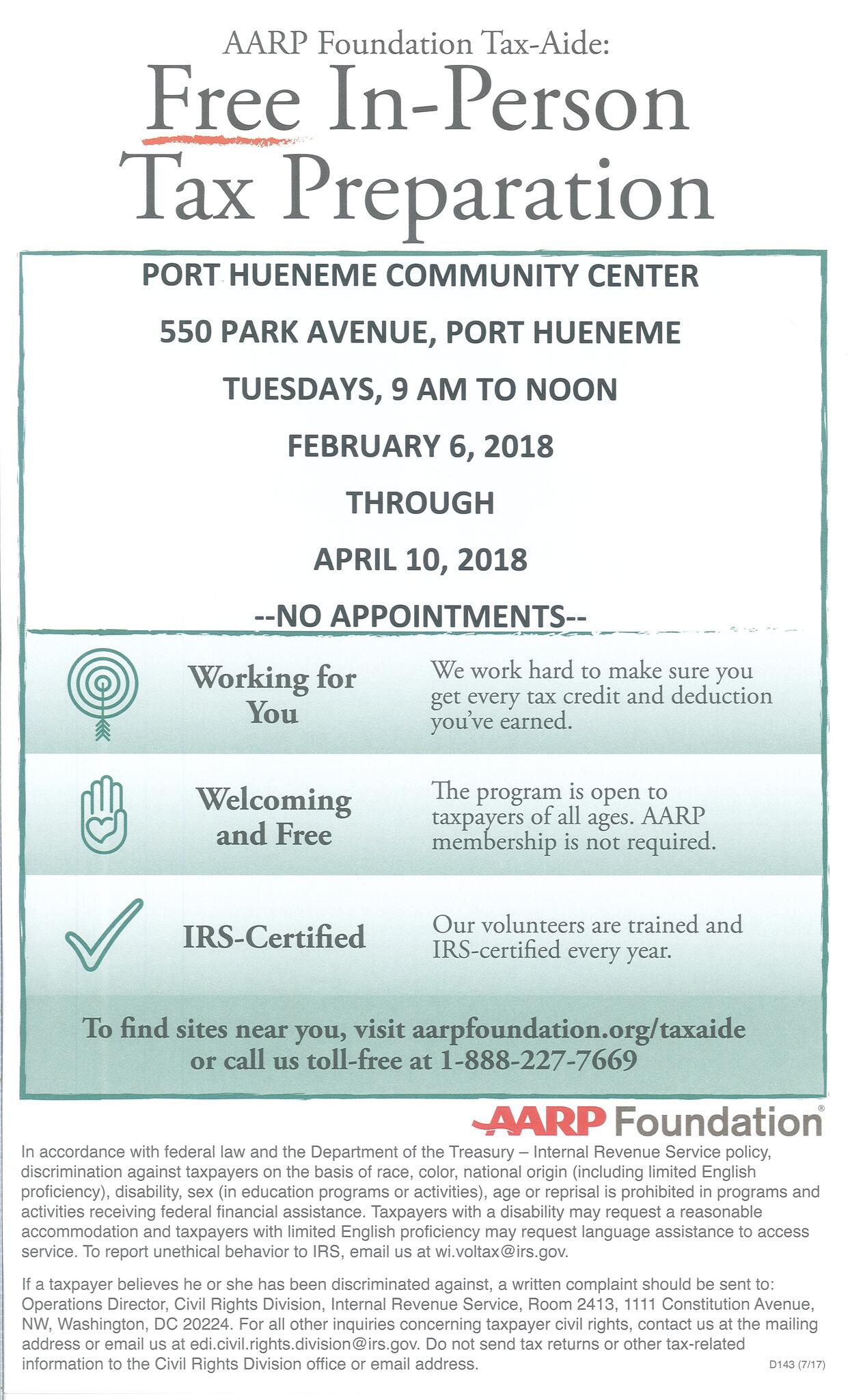 Free In-Person Tax Preparation (City of Port Hueneme) — Nextdoor — Nextdoor