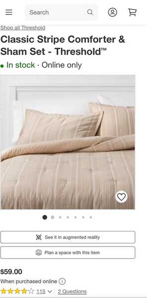 Threshold Classic Stripe Full/Queen Comforter Set