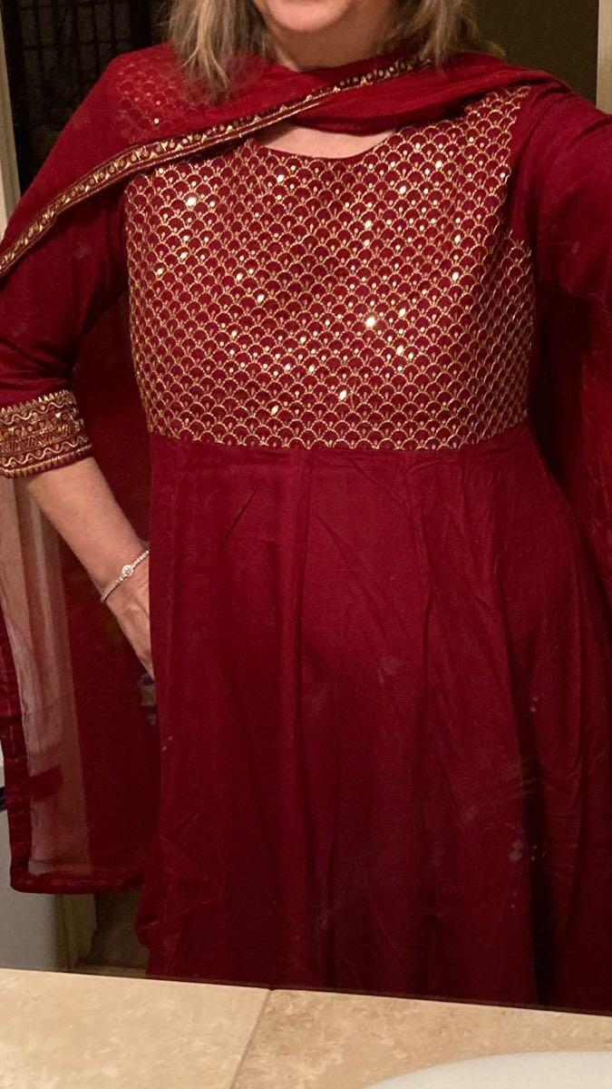 Dress. Red Embroidered Diwali Festival dress for Festival of Lights Oct 31