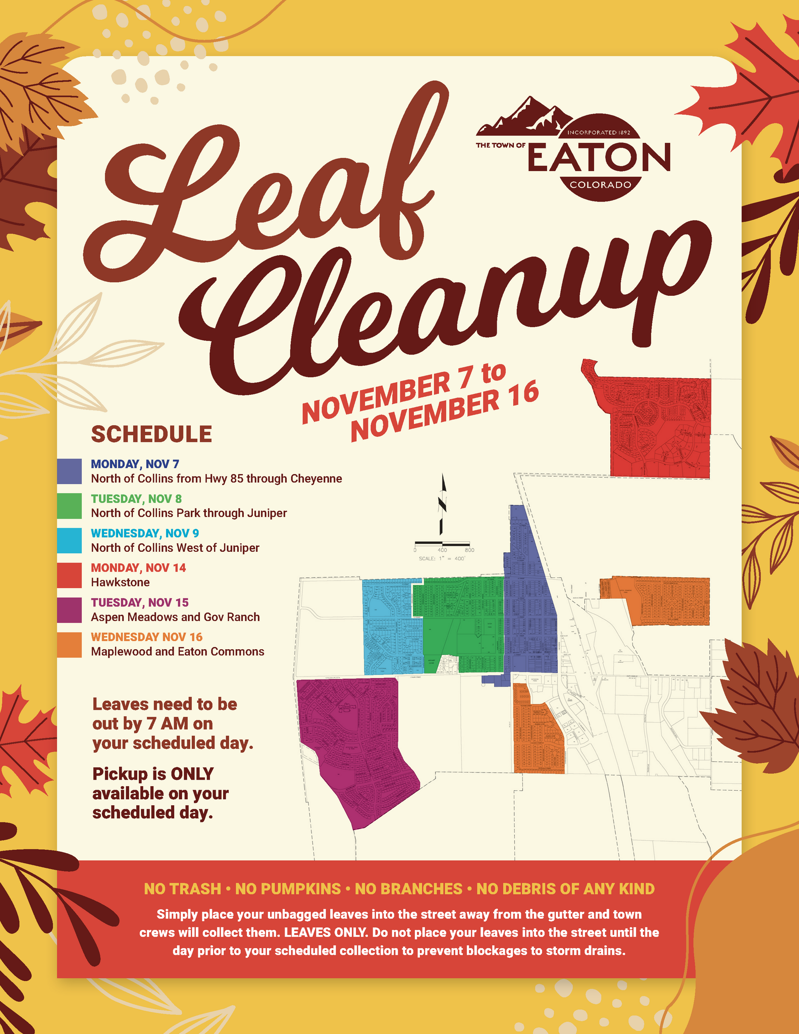 Leaf Cleanup Schedule! (Town Of Eaton) — Nextdoor — Nextdoor