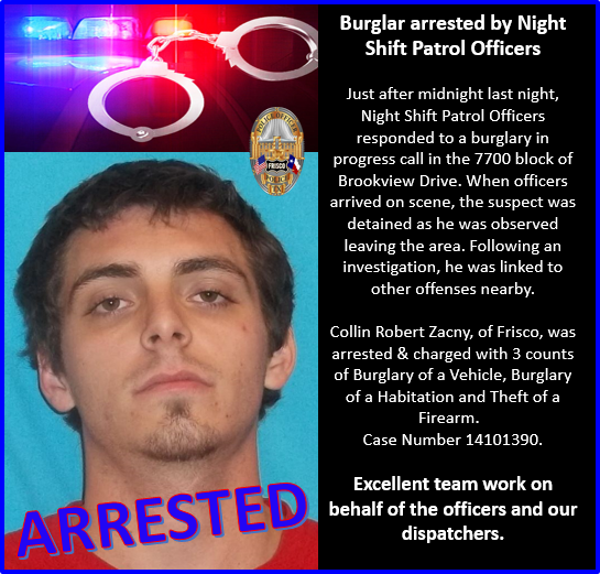 Burglar Arrested By Night Shift Patrol Officers (Frisco Police ...