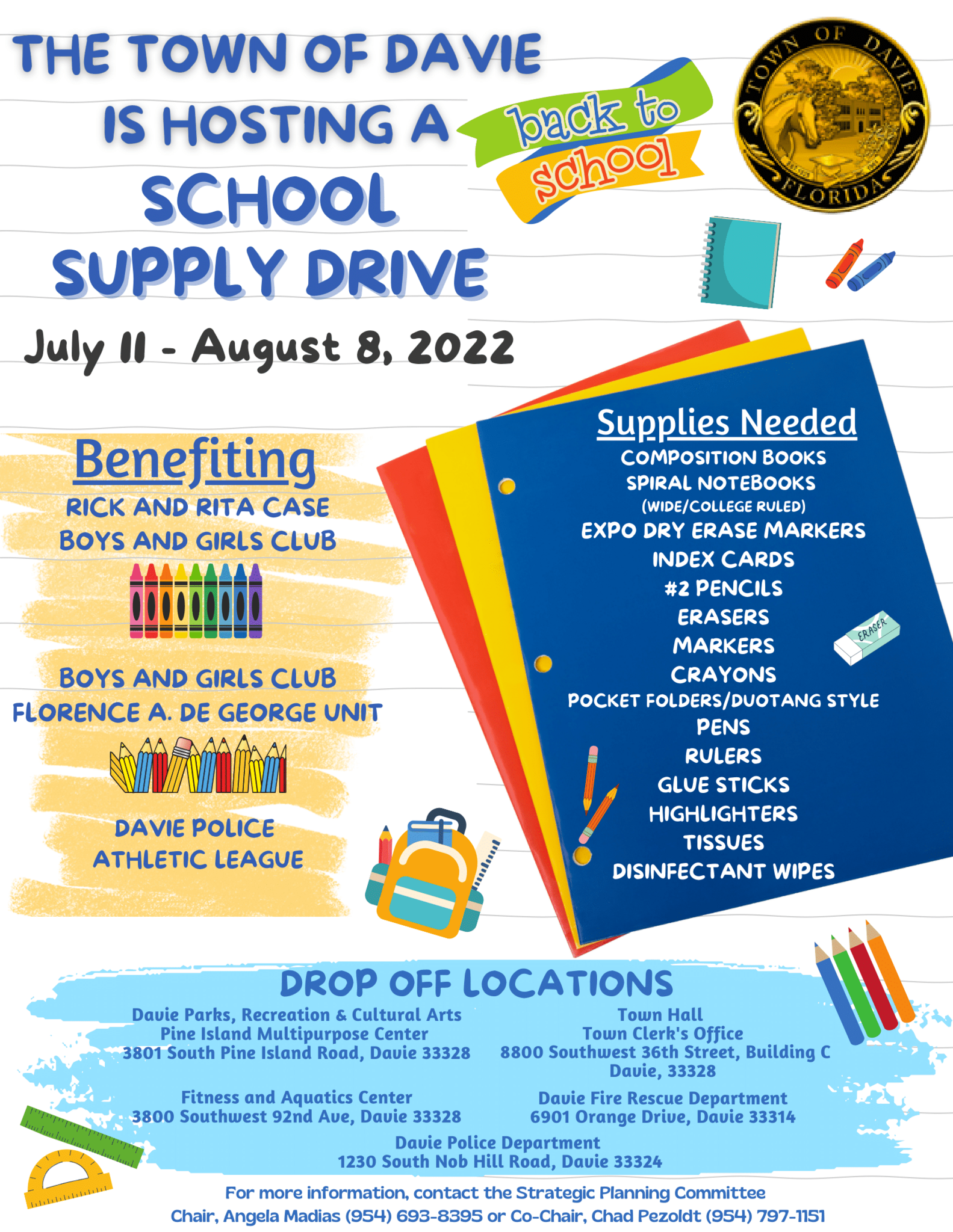 BacktoSchool Supply Donation Drive & Tax Free Holiday (Town of Davie