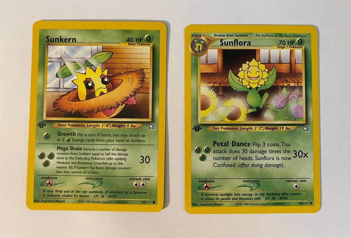 Sunkern and Sunflora Pokémon Cards 1st Edition LP