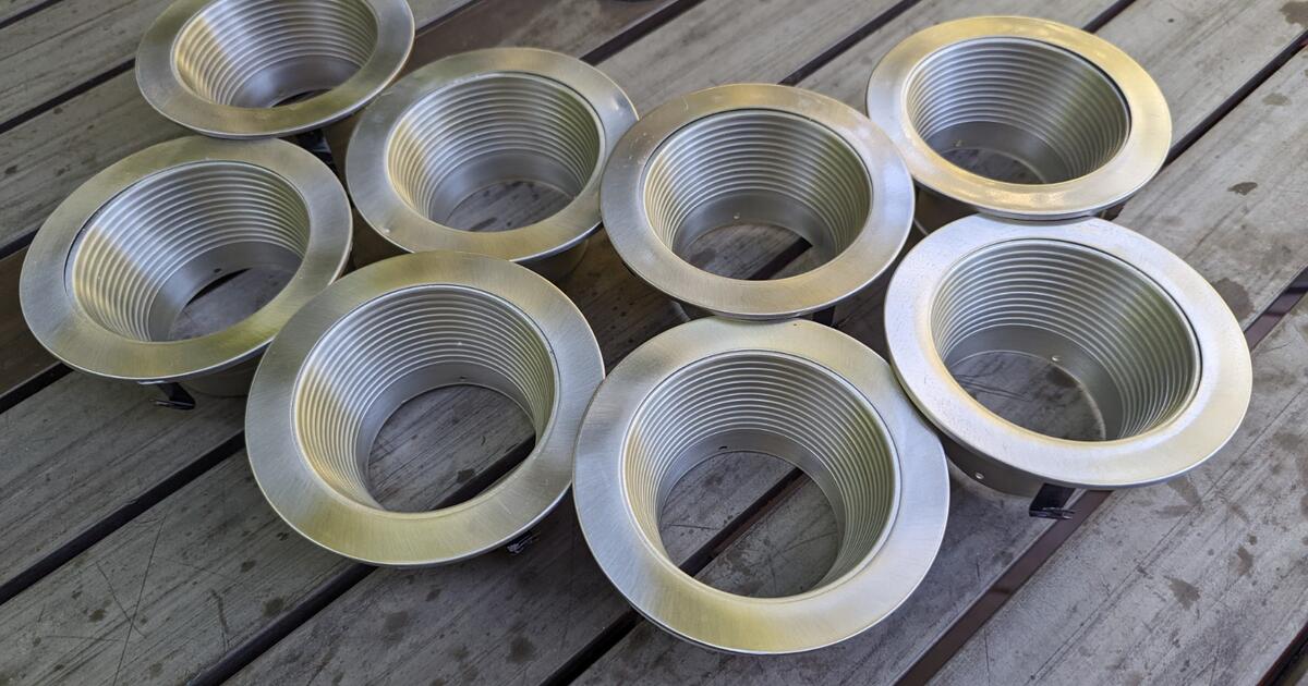 4 in. Nickel Recessed Can Light Baffle Trim (8 total) for 15 in