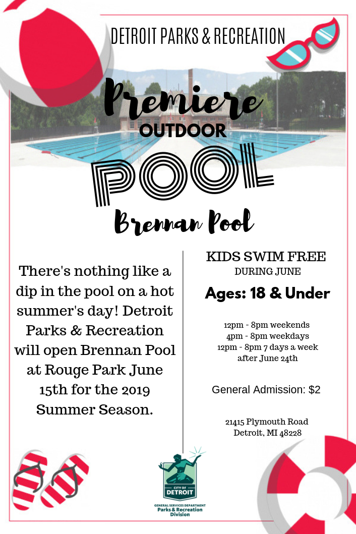 Brennan Pool Opens June 15! (City of Detroit) — Nextdoor — Nextdoor