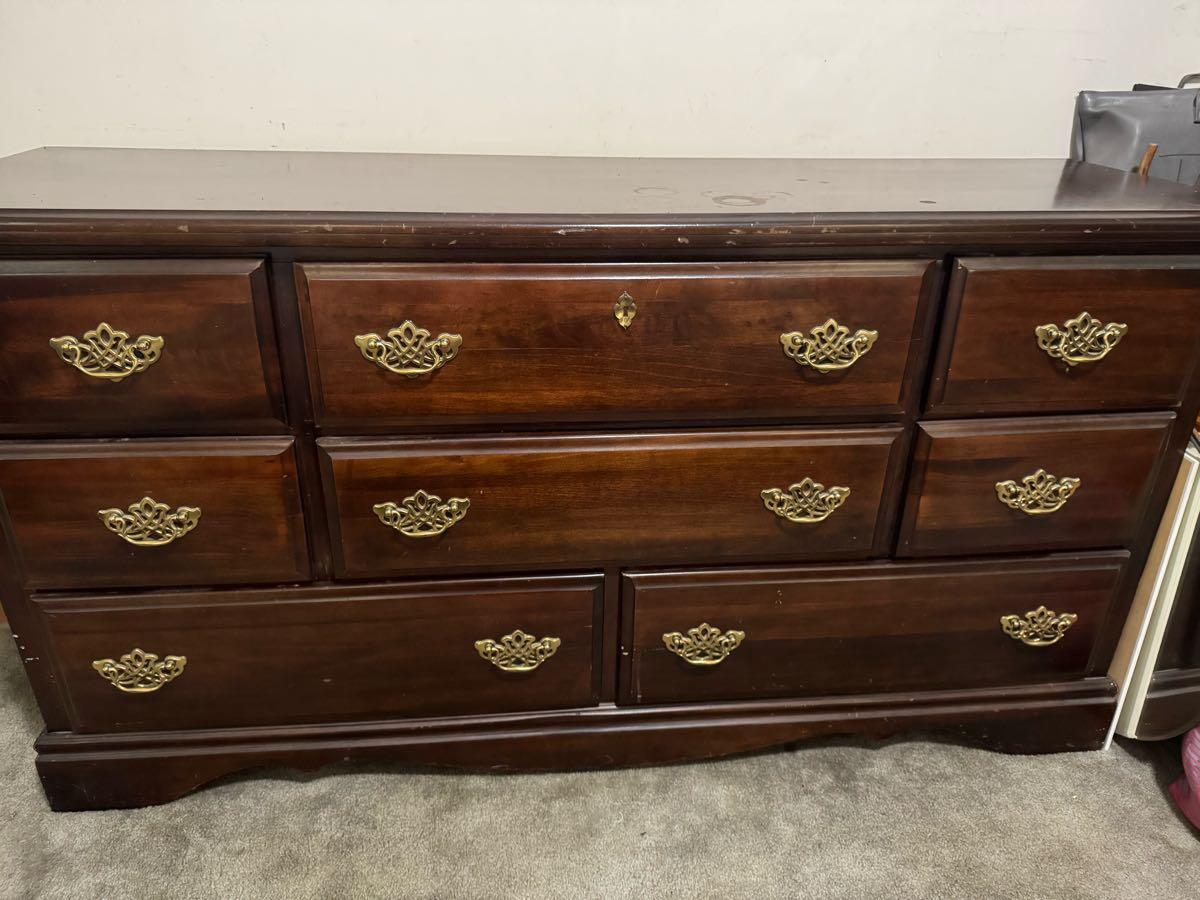 Wooden Dresser with Brass Handles FREE