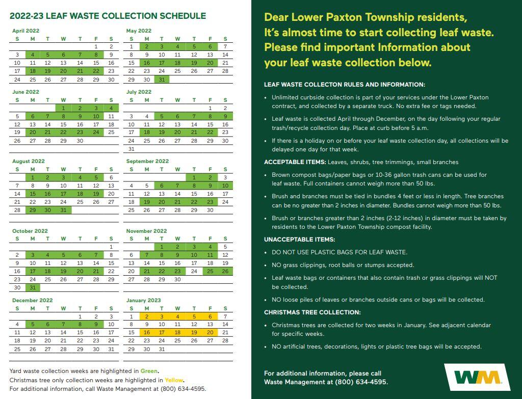 WM Leaf Waste Collection Schedule 20222023 (Lower Paxton Township