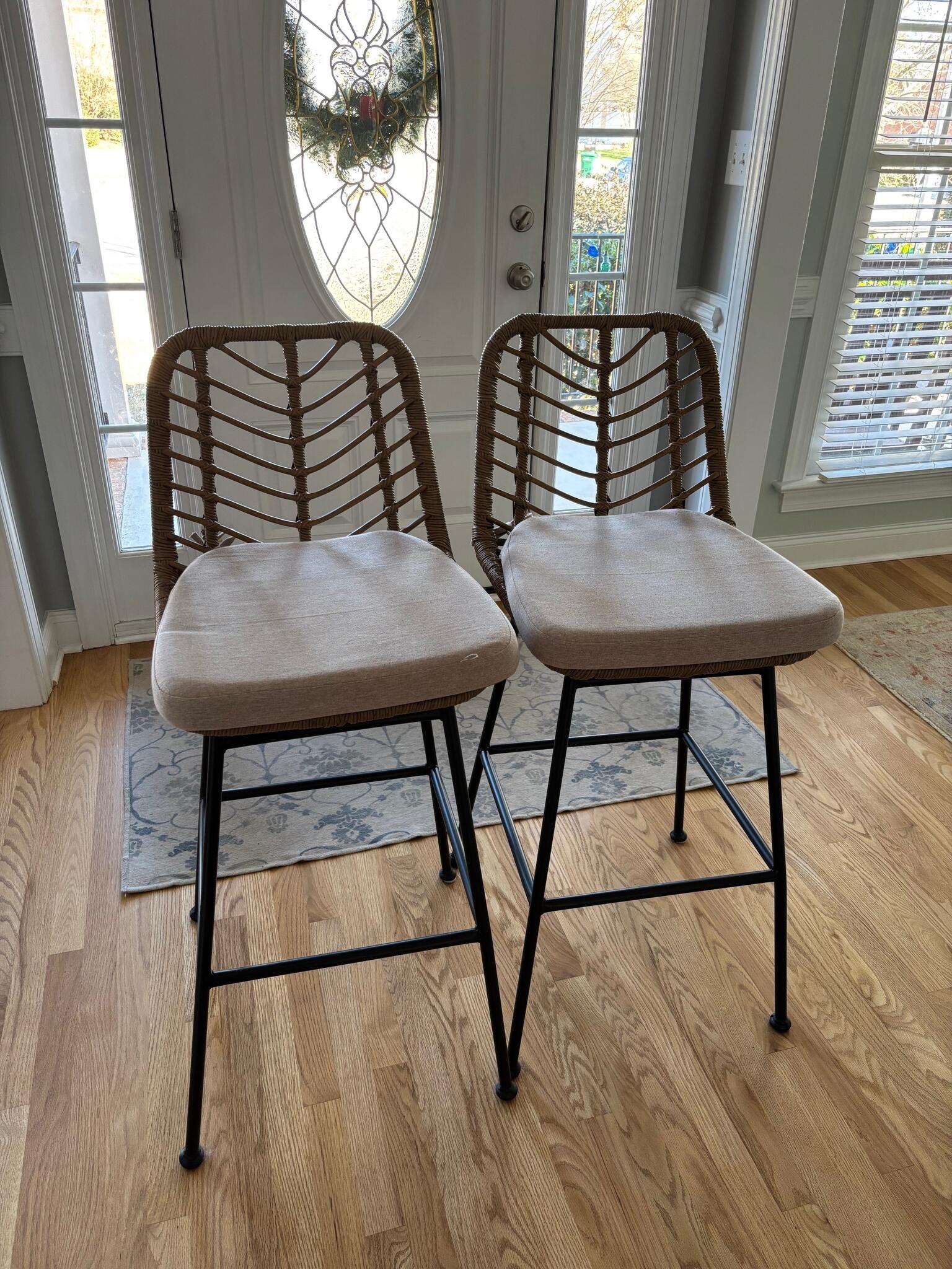 Set of 2 Wicker Bar Stools