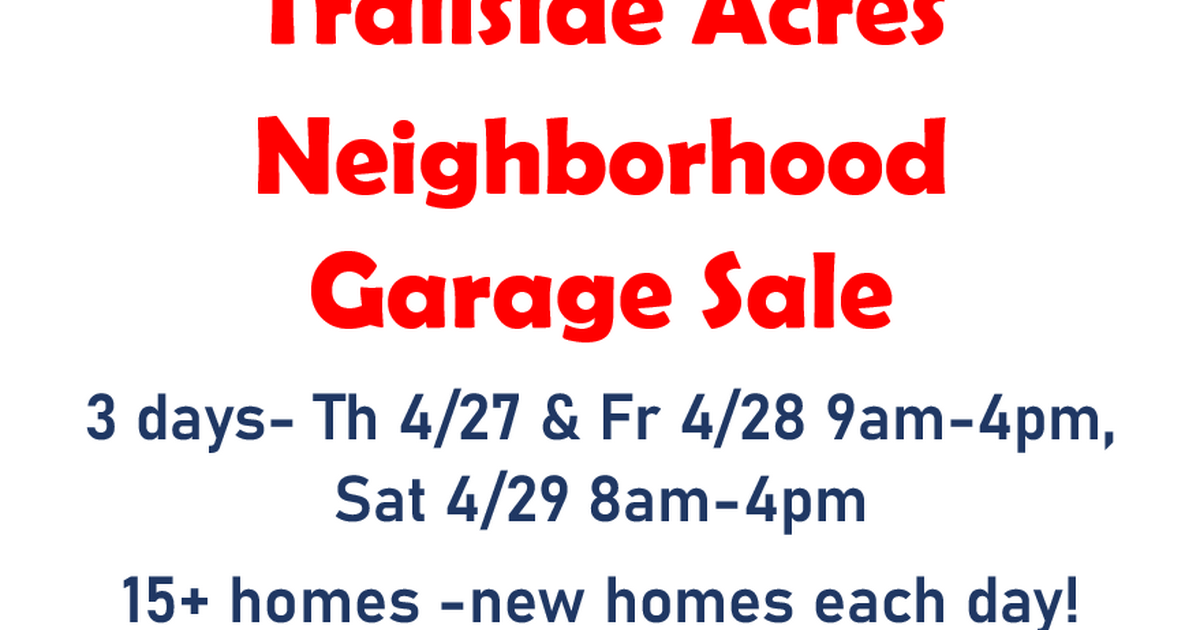 MasonTRAILSIDE ACRES Neighborhood Garage Sale for Free in Mason, OH