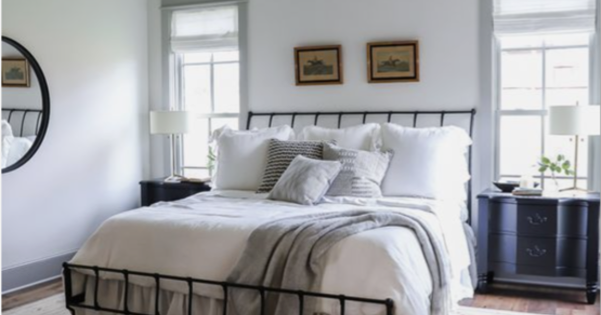 Magnolia home by Joanna Gaines, French inspired, rake, iron king bed ...