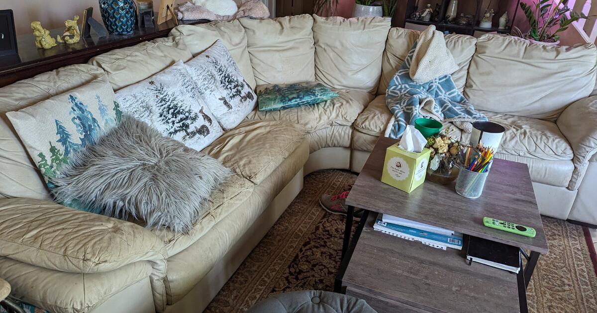 Free Large Cream Colored Leather Sectional Sofa for Free in Knoxville