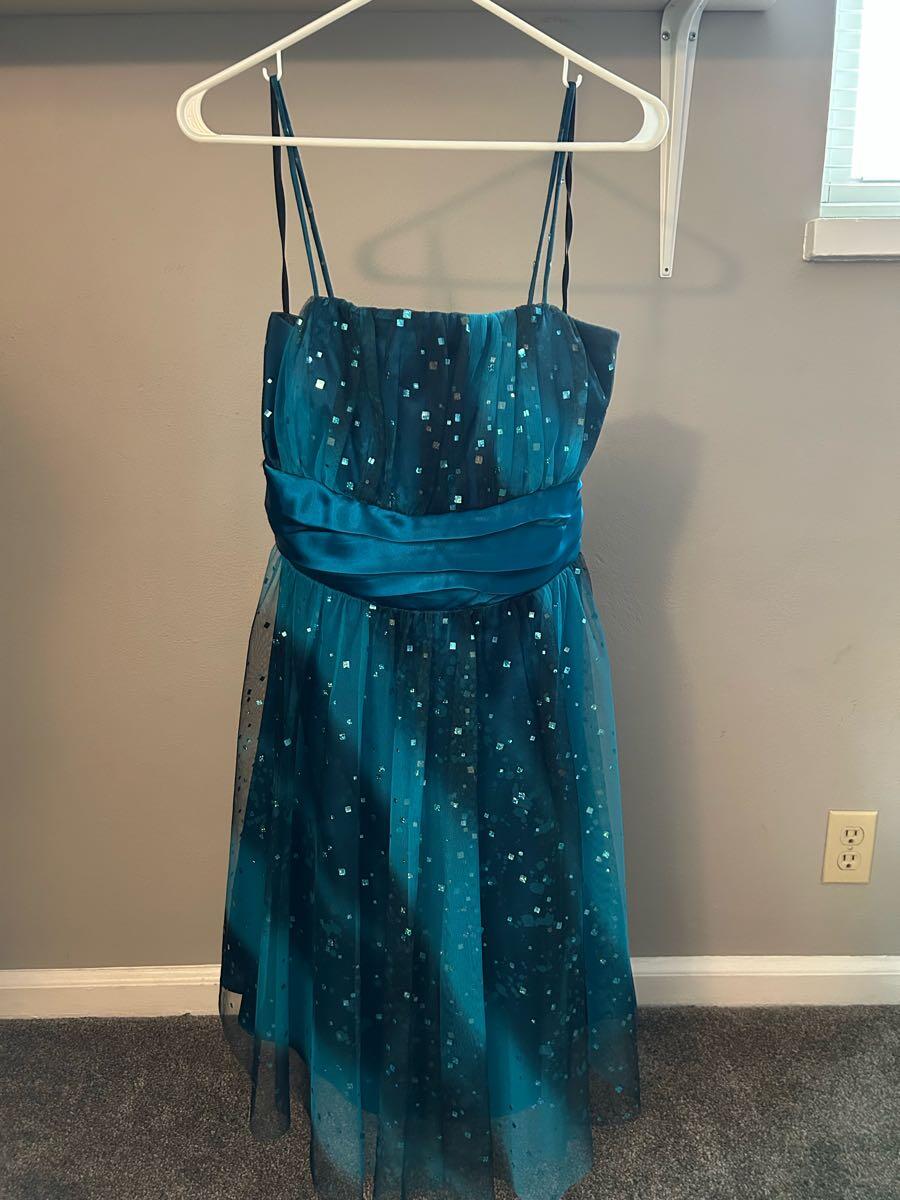 3x blue dress 1950s Teal Blue Retro Double Breasted Lapel Collar Swing Dress, Teal Blue / M main image 0