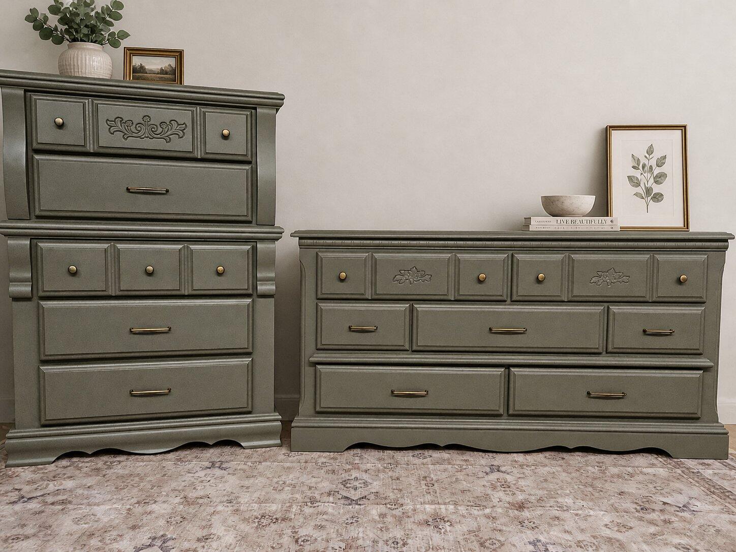 green dresser and nightstand set Flutrina 3 Piece Bedroom Furniture Set