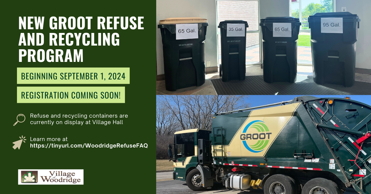 The new Groot Refuse & Recycling Program will begin on September 1