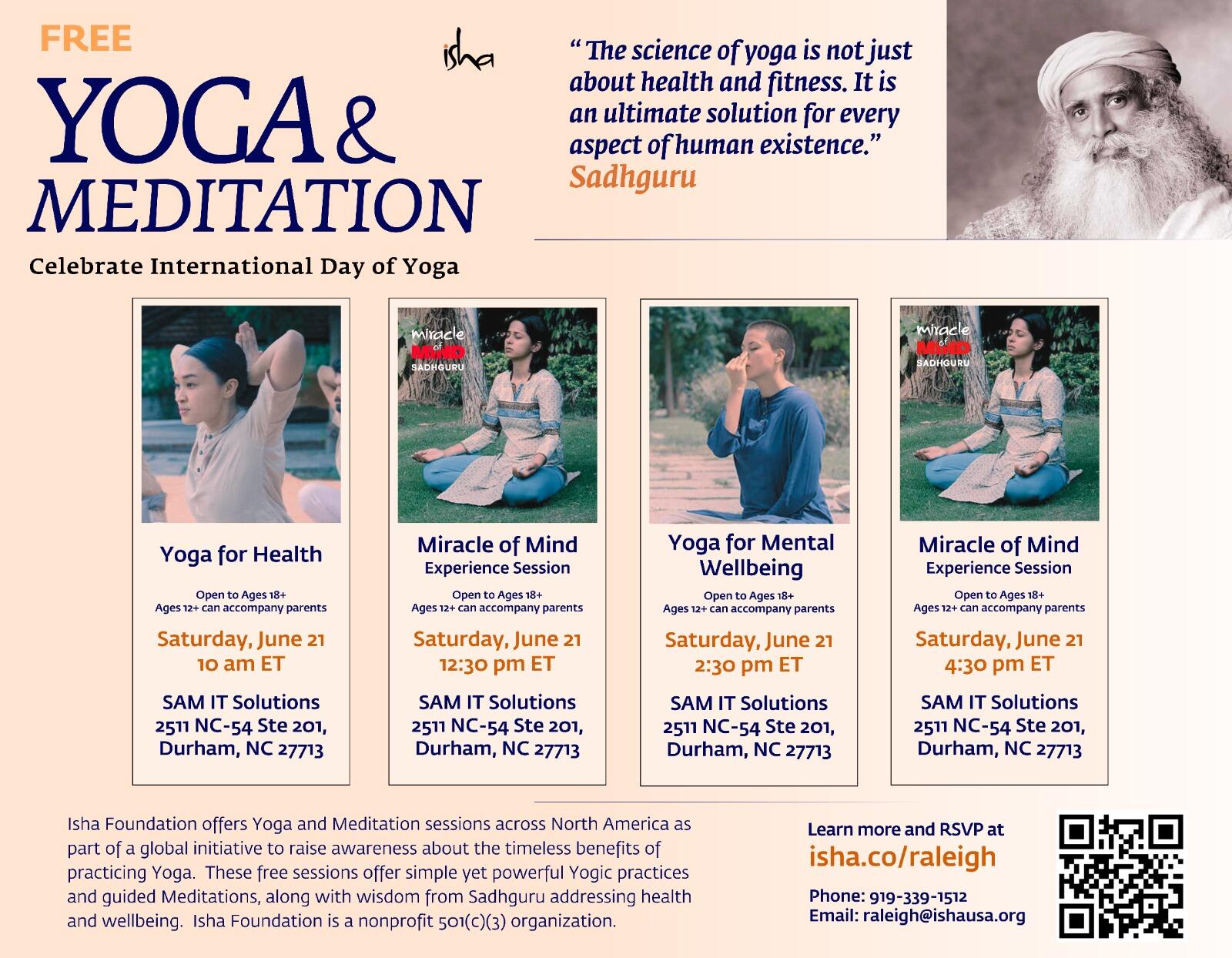 Free Yoga session this "International day of Yoga"