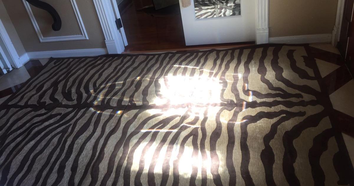 5x7 Brown & cream faux zebra print area rug for 60 in Missouri City