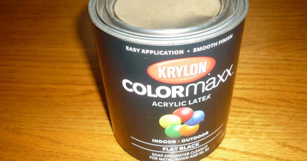 Almost Full Can of Krylon ColorMaxx Acrylic Latex Flat Black Paint for