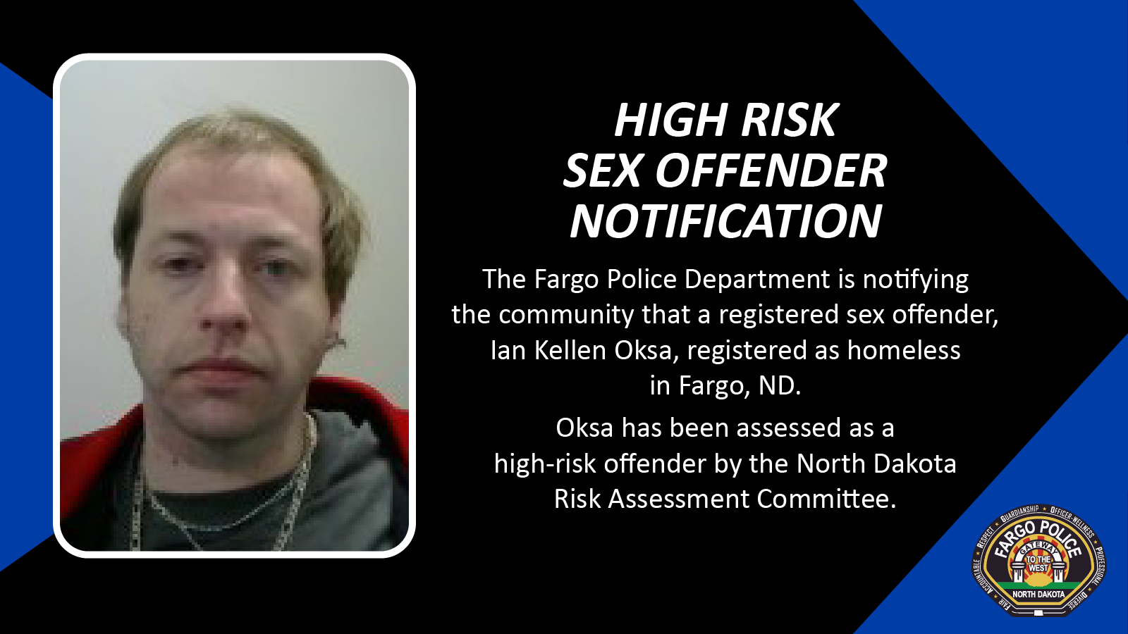 High Risk Sex Offender Notification Fargo Police Department — Nextdoor — Nextdoor 3017