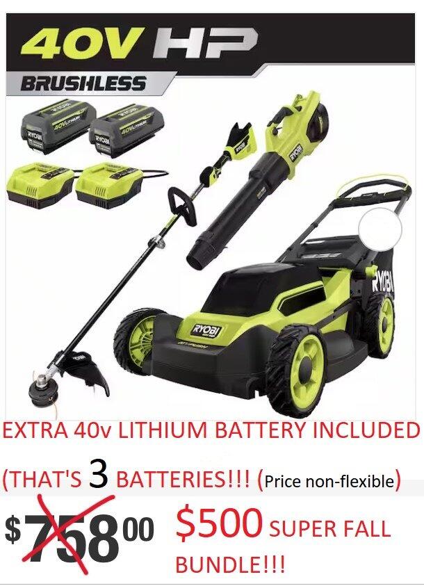 Ryobi Mower and Fall Bundle! CASH ONLY!! PICK UP ONLY!!