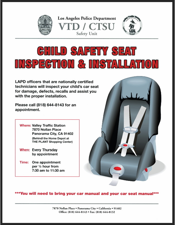 Los Angeles Police Department, Car Seat Inspection Required
