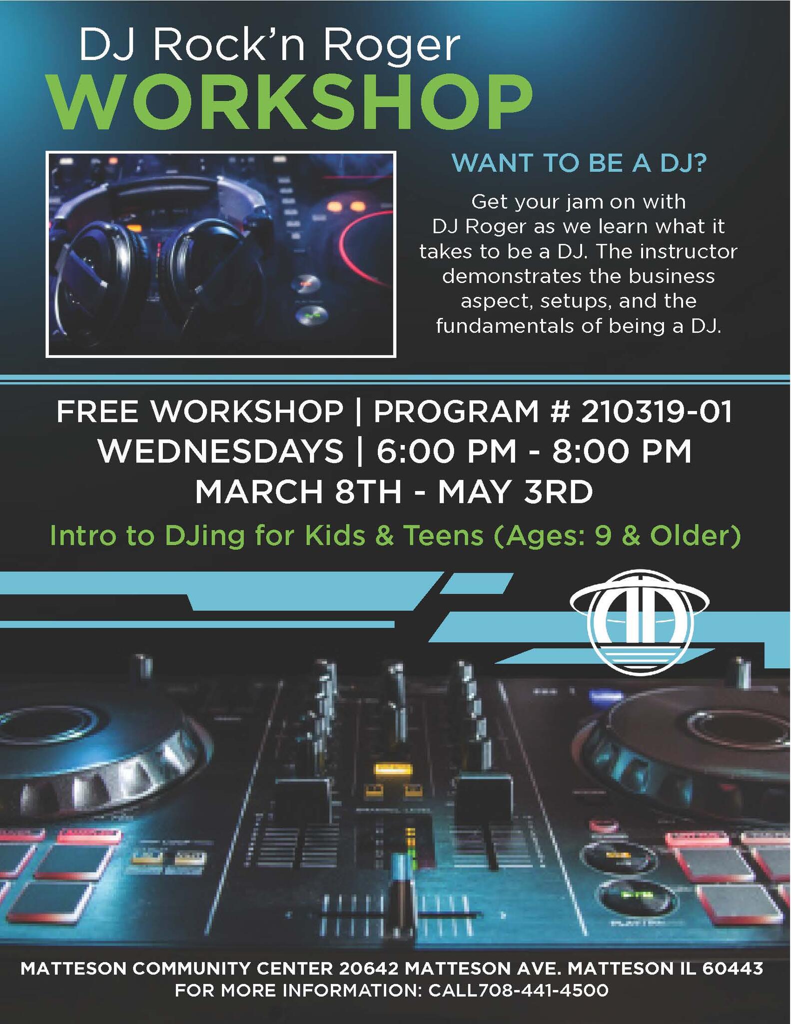 The Matteson Community Center presents a FREE DJ for kids in