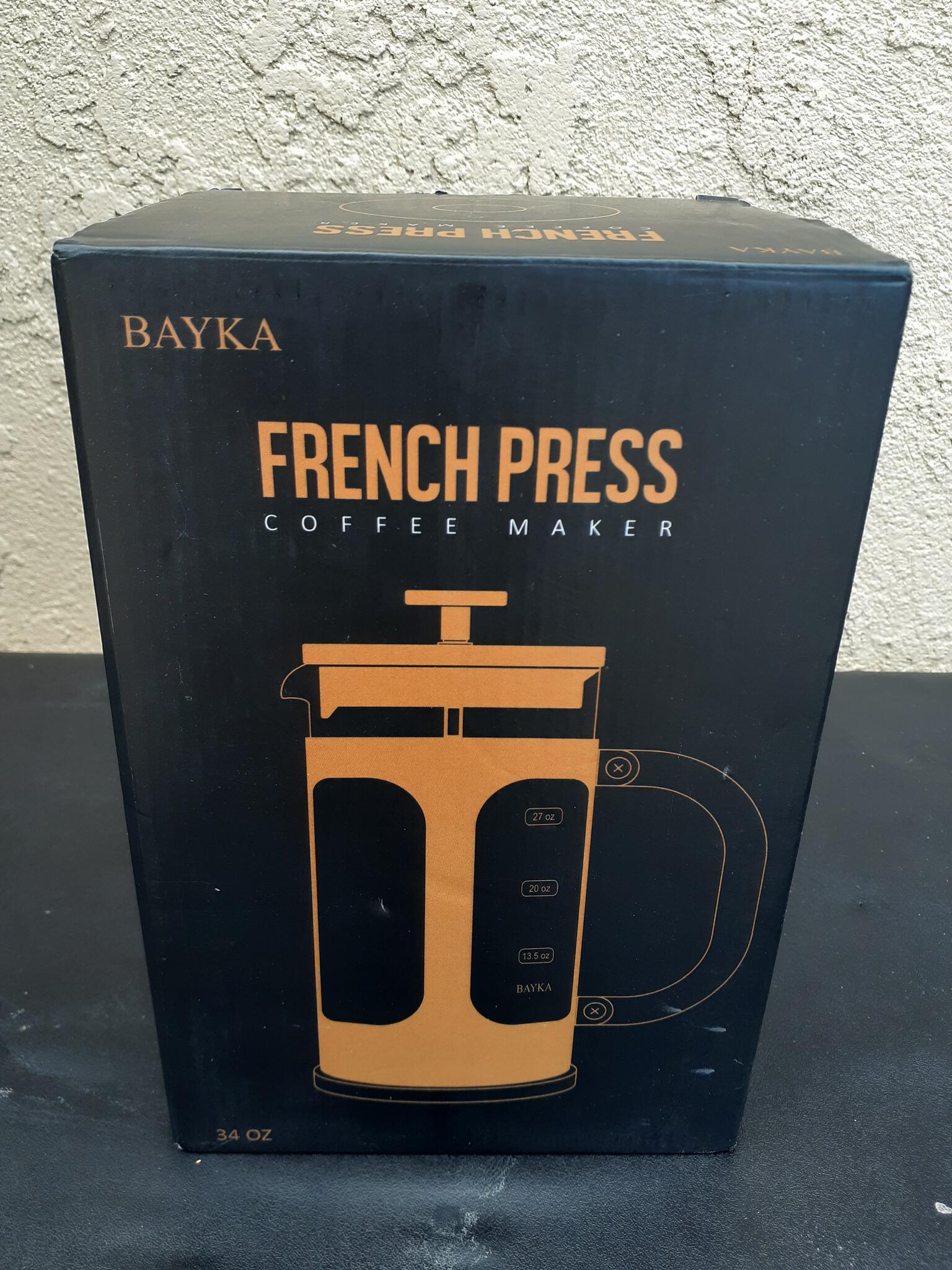 French Press Coffee Maker, 34oz, Dark Pewter, Bayka