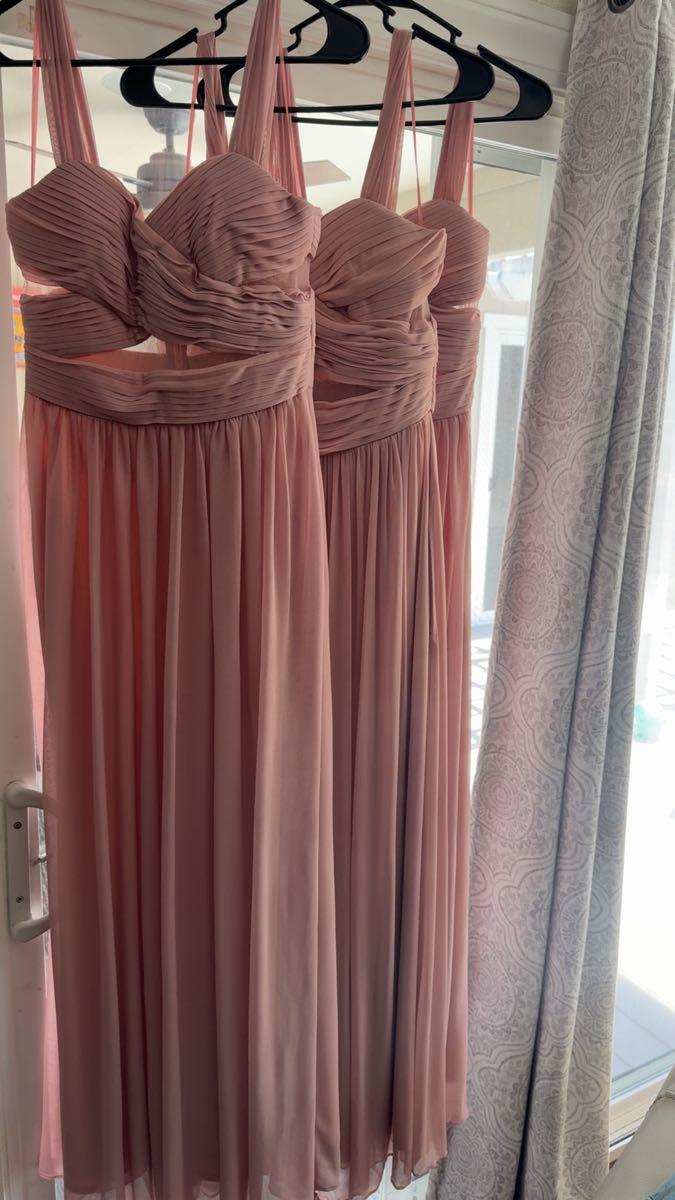 bridesmaid dresses in santa rosa ca V Neck Dusty Pink High Low Bridesmaid Dress – TANYA BRIDAL main image 0