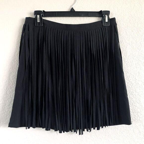 Sweet Rain Sexy Black Fringe Mini Skirt Large