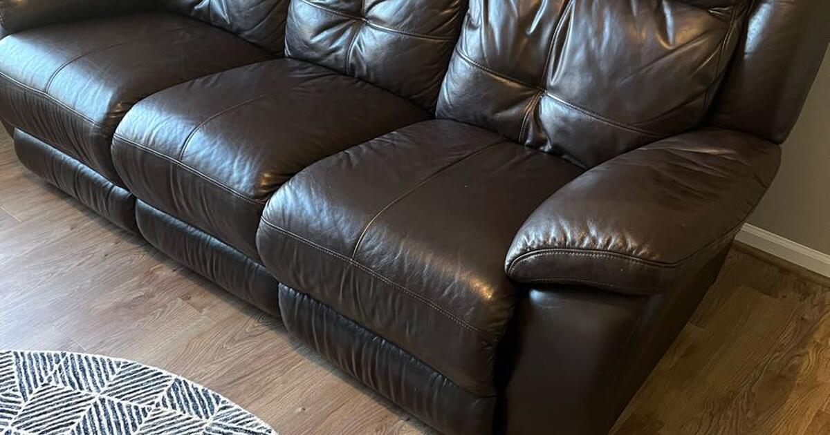 Espresso brown color leather couche for 30 in Plymouth, MI For Sale