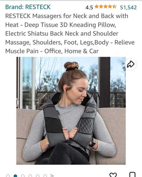 RESTECK - Neck & Back Massager With Heat Deep Tissue 3D Kneading Pillow  Shiatsu