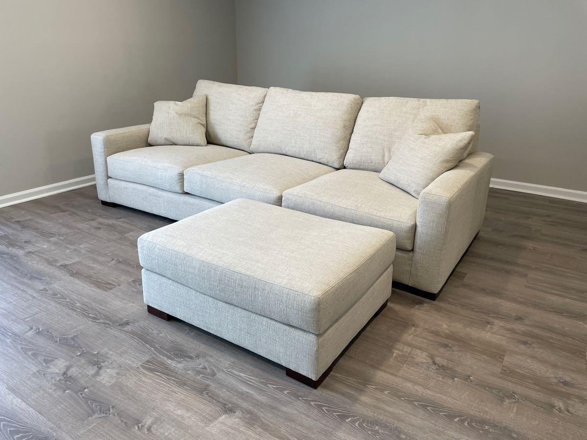 Like New Havertys 3 Seat Destinations Beige Sofa Couch with Ottoman