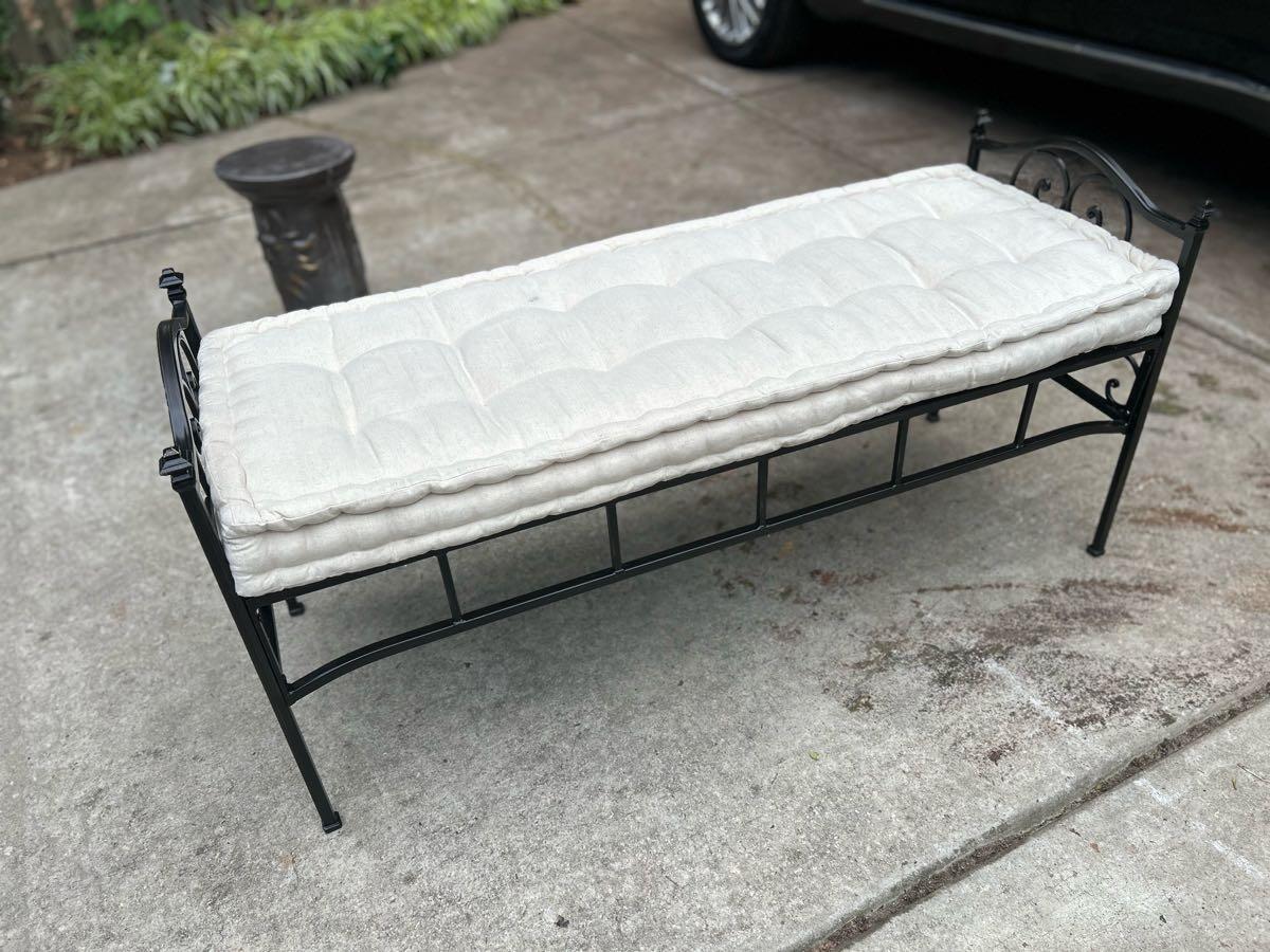 Outdoor Metal Bench with Cushion