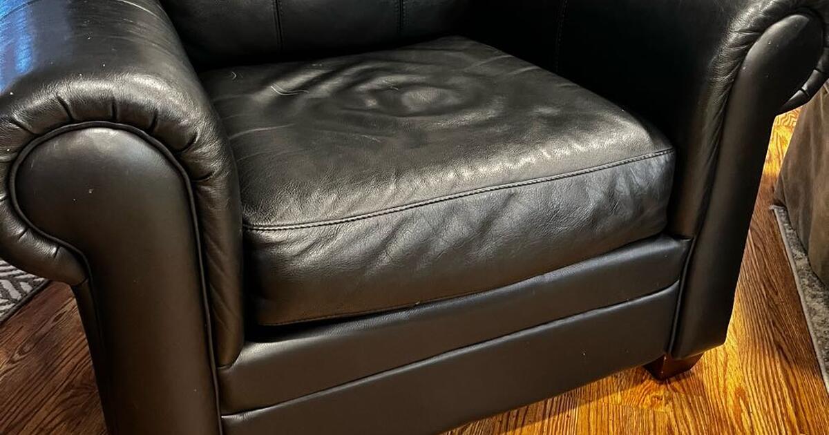 Ethan Allen Black leather chairs (2) for 175 in West Milford, NJ For