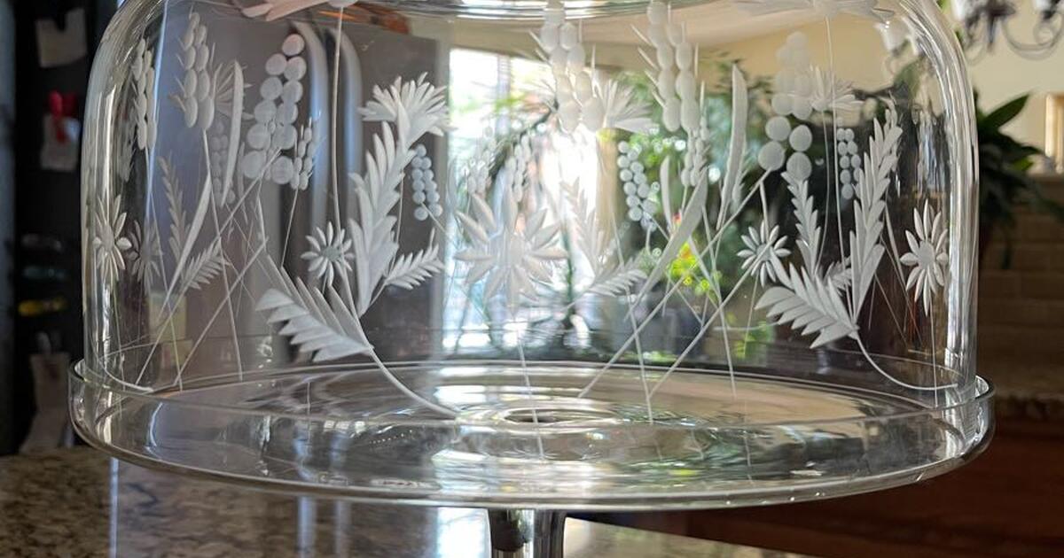 Etched Glass Cake Stand with Dome Cover for 30 in Westminster, CO
