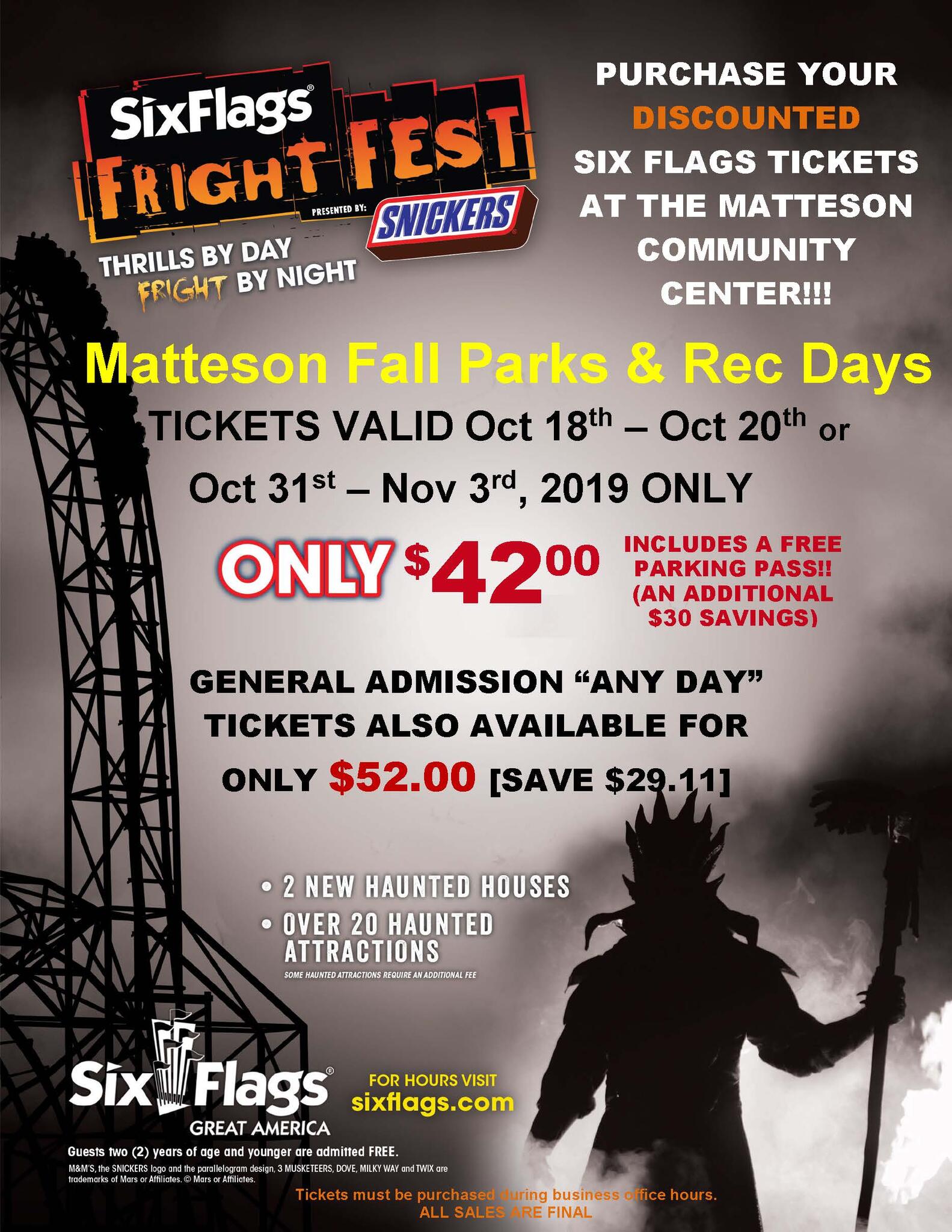 Grab Your Six Flags Fright Fest Tickets at the MCC! (Village of