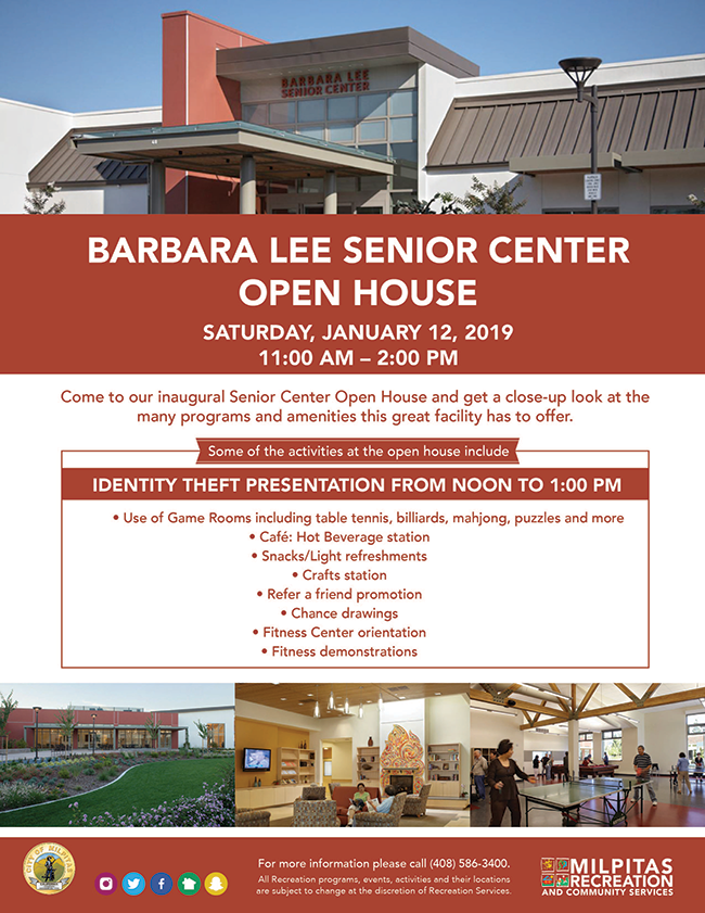 You are invited to the Barbara Lee Senior Center Open House! (City