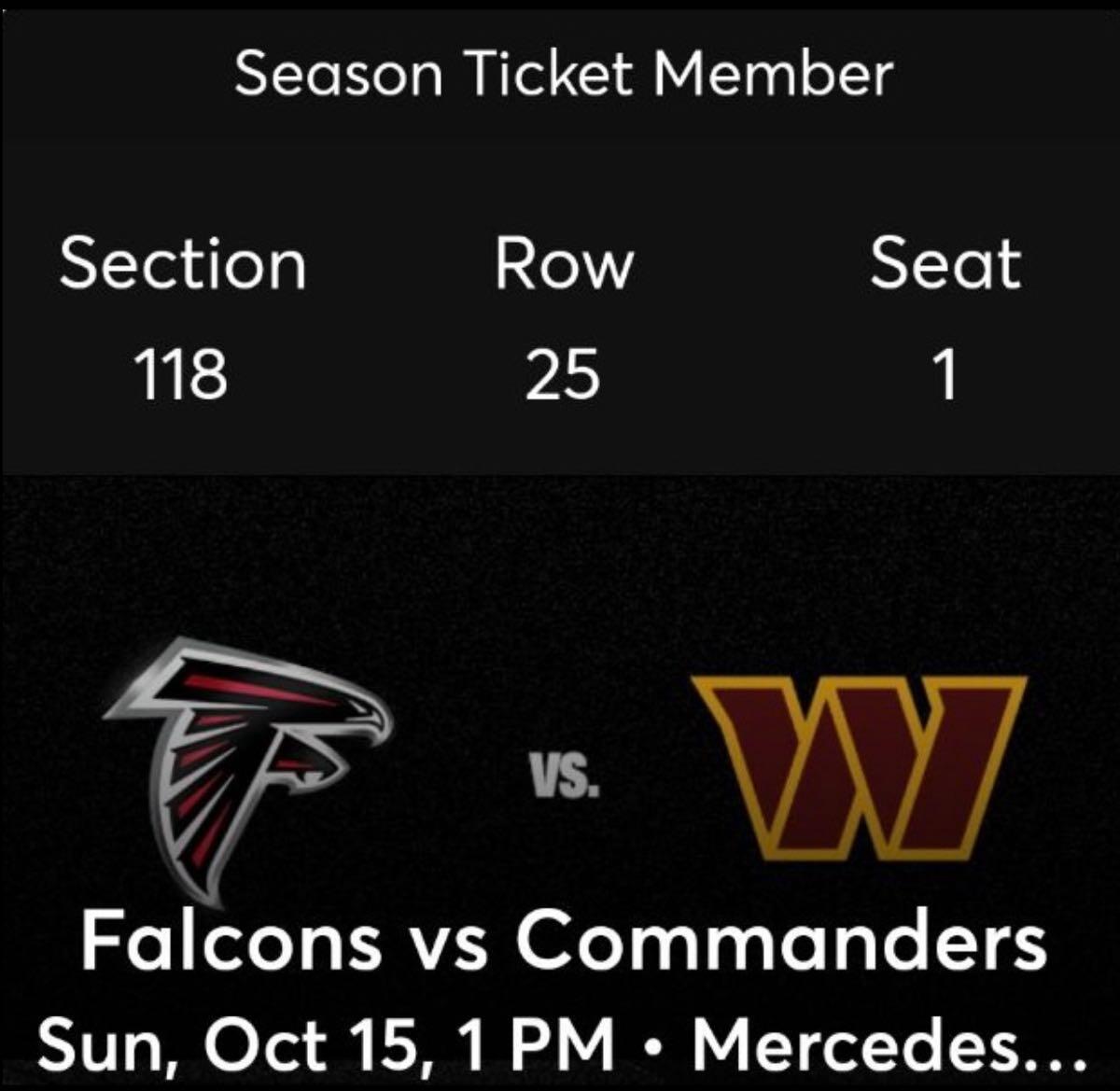 Atlanta Falcons vs. Washington Commanders Tickets Sun, Oct 15