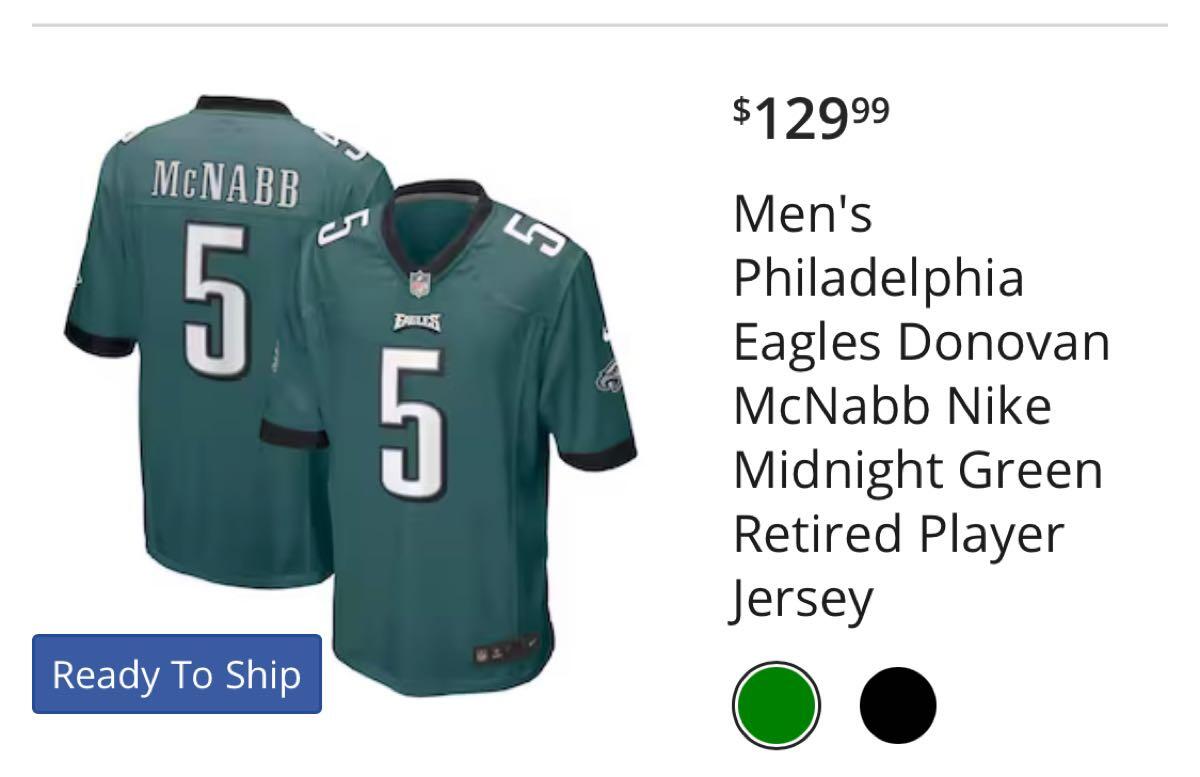 Men's Nike Donovan McNabb Black Philadelphia Eagles Retired Player Jersey