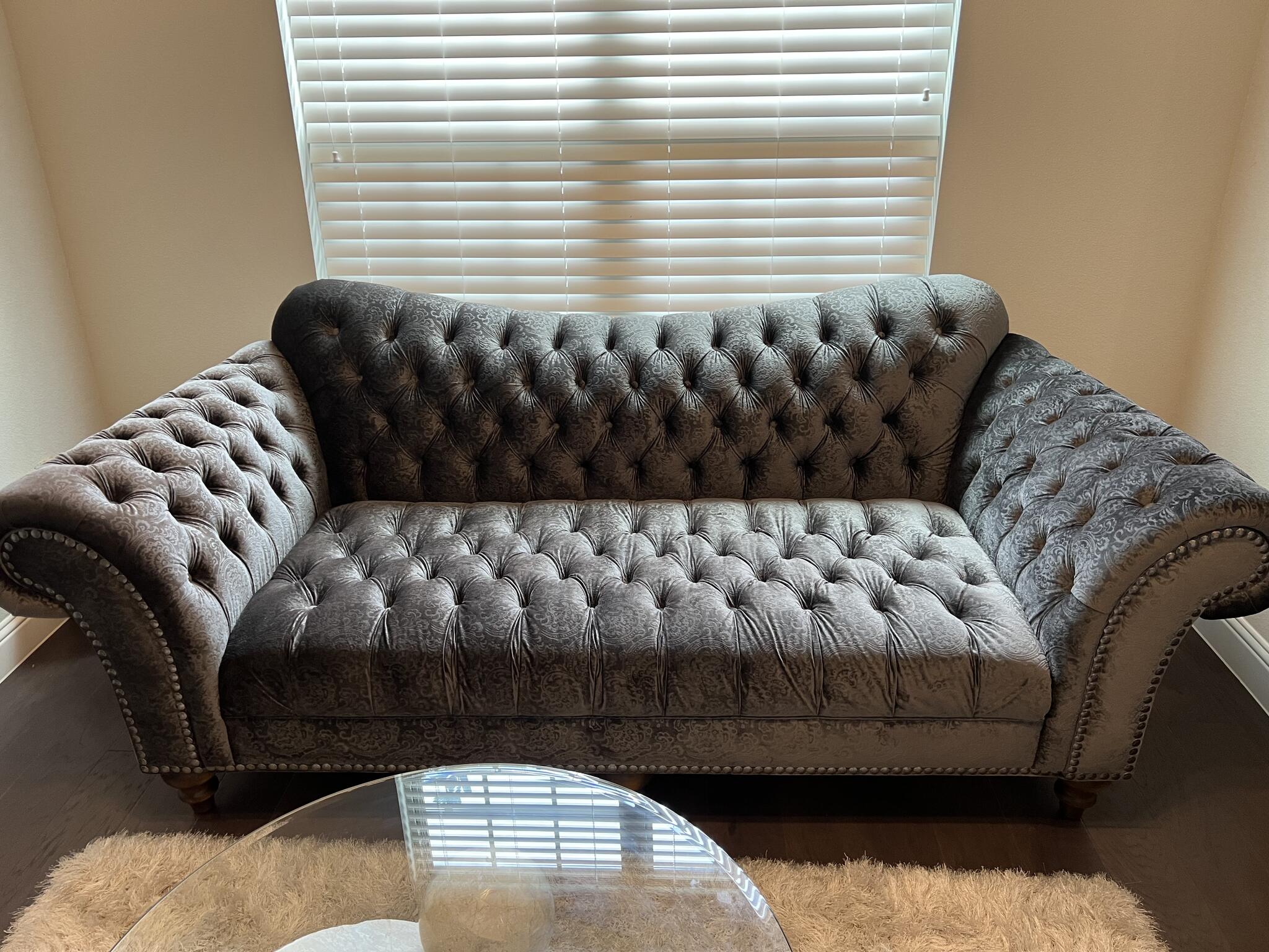 Elegant Gray Tufted Couch for Sale