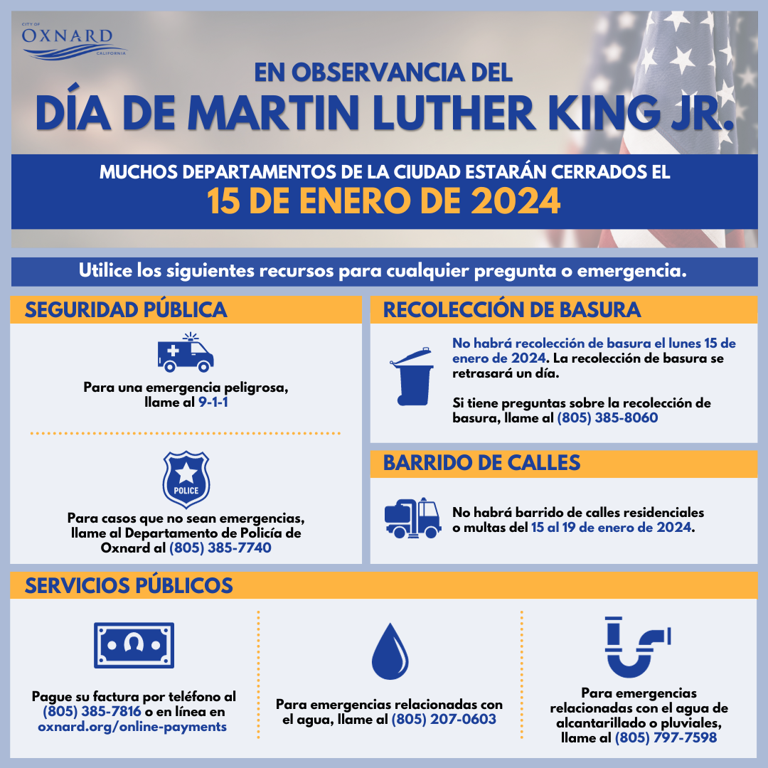 Many city departments will be closed on Monday, January 15, 2024 in