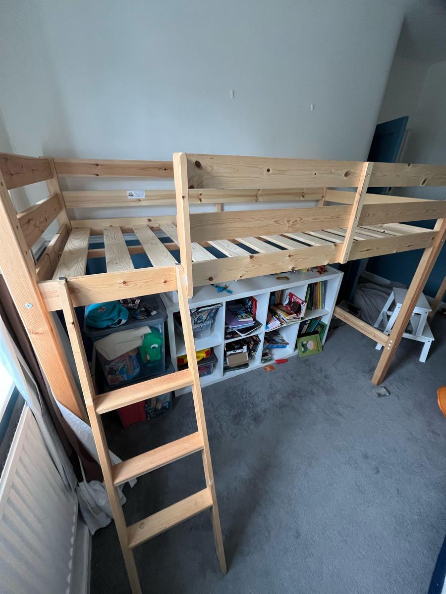 STRICTLY BEDS&BUNKS Loft Bunk Bed - 3ft Single Wooden High Sleeper