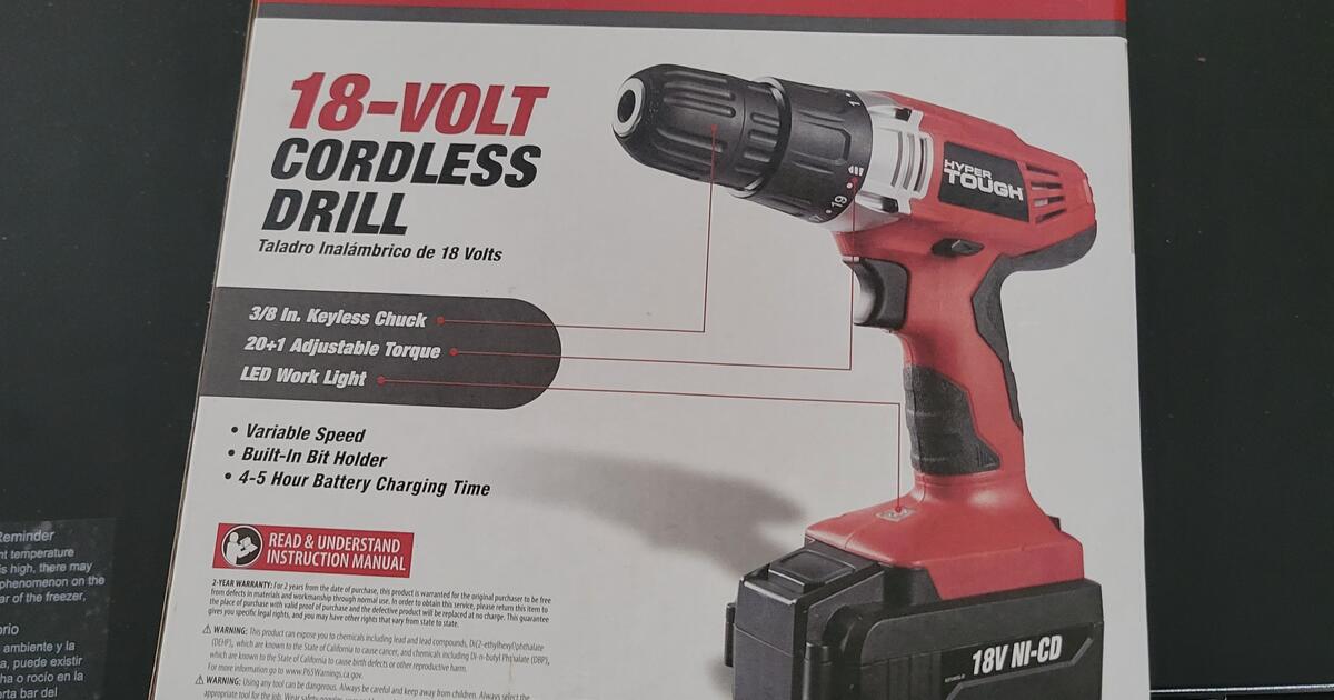 Hyper Tough 18V Cordless Drill, 3/8 inch Chuck, Variable Speed, with 1