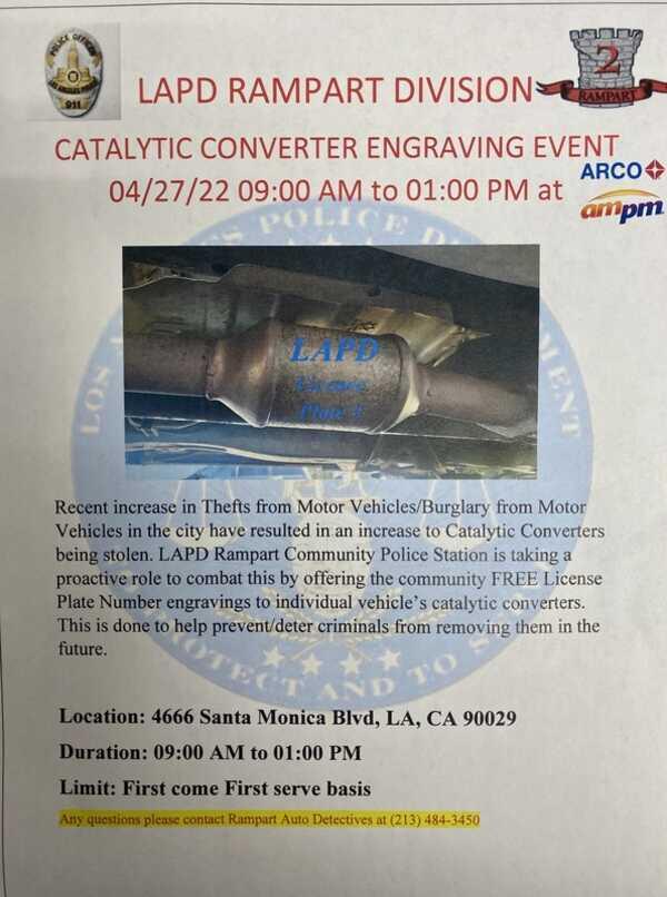 Catalytic Converter (Los Angeles Police Department) — Nextdoor — Nextdoor