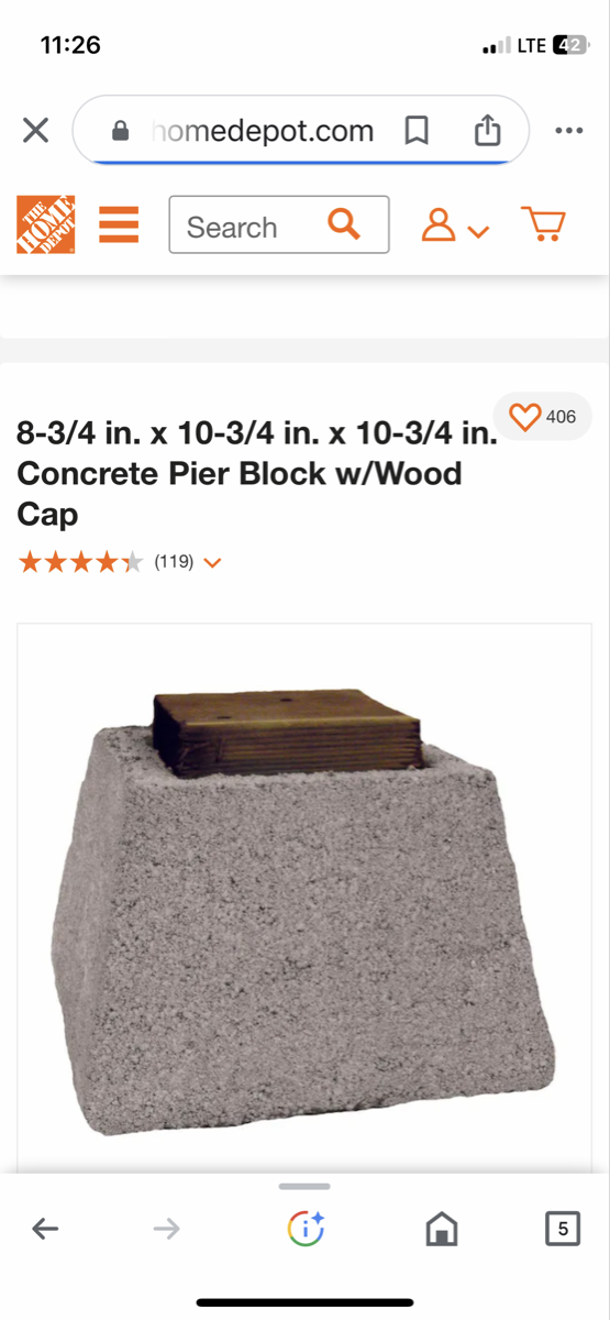 8-3/4 in. x 10-3/4 in. x 10-3/4 in. Concrete Pier Block w/Wood Cap