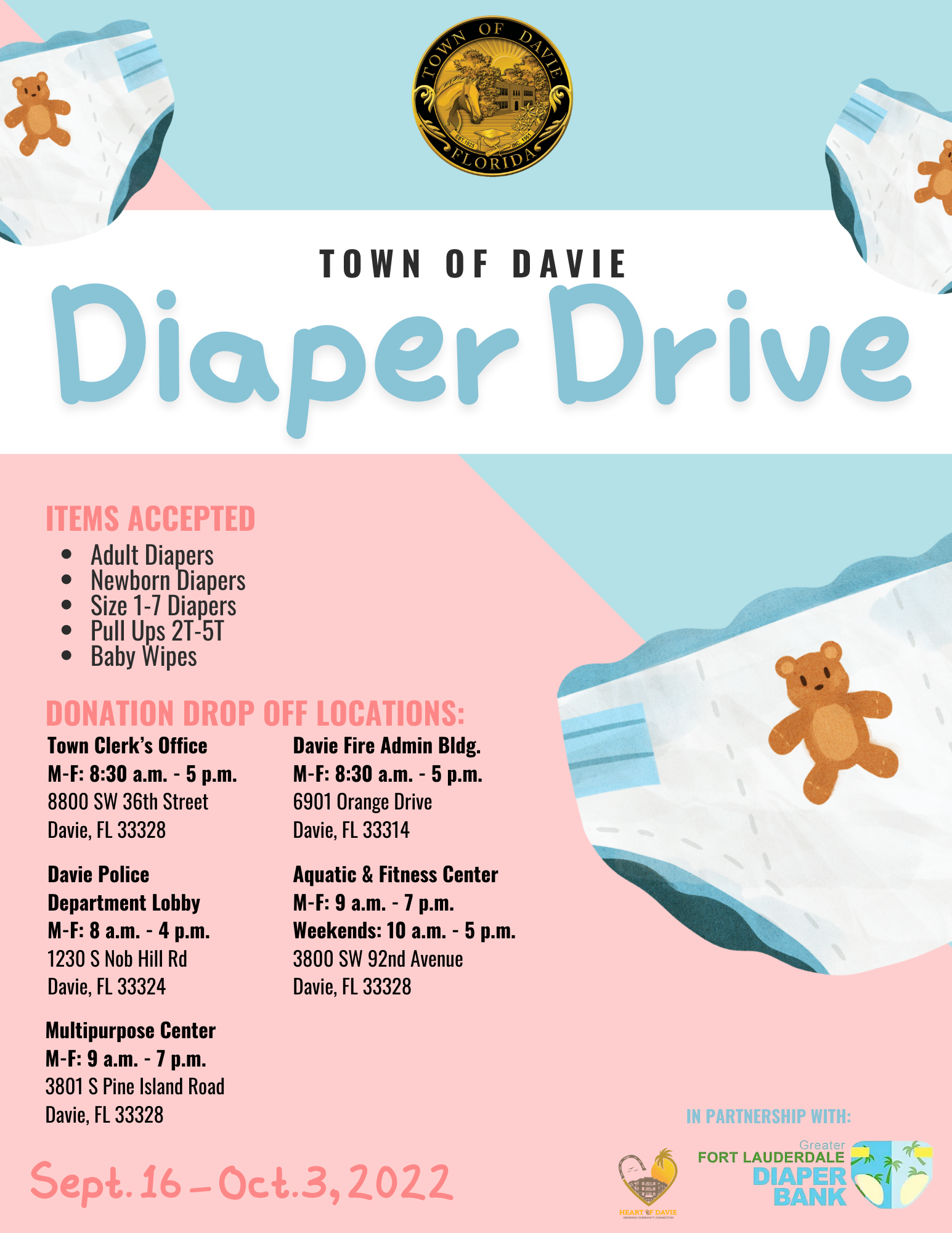 The Town of Davie Partners with the Greater Fort Lauderdale Diaper Bank