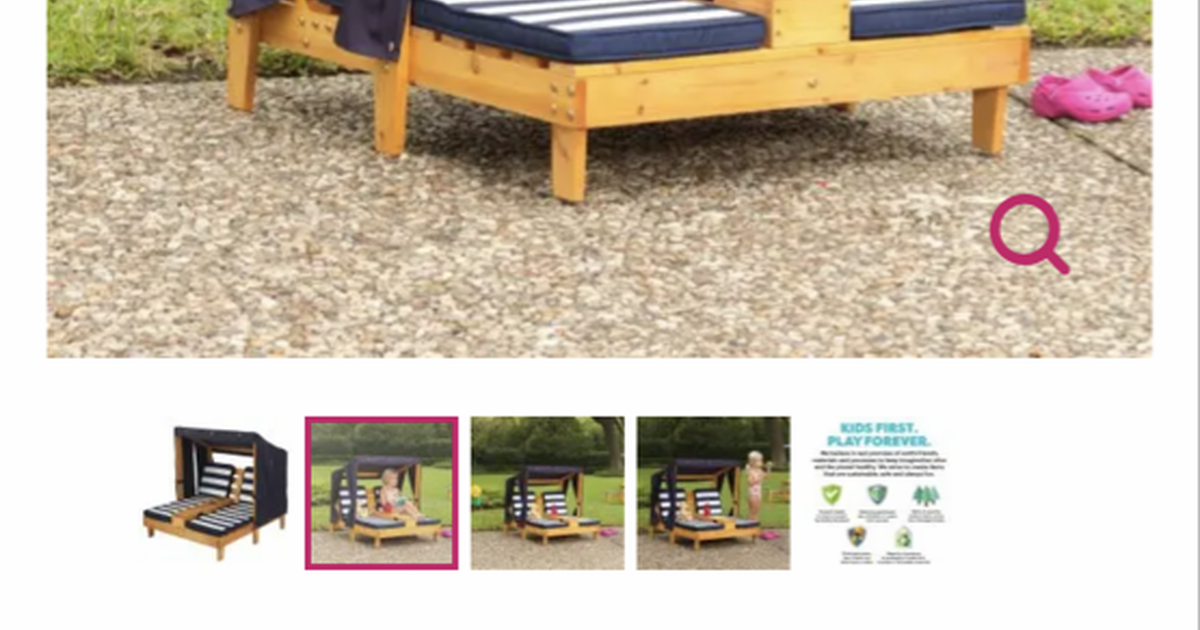 KidKraft Double Chaise Lounge with Cup Holders Honey & Navy for 100 in Oklahoma City, OK