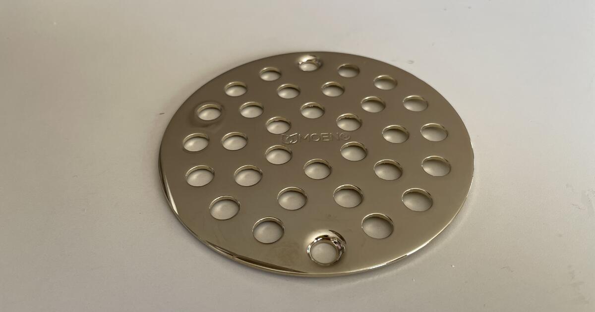 Polished Brass Moen 4" Round Shower Drain Cover for 15 in Philadelphia