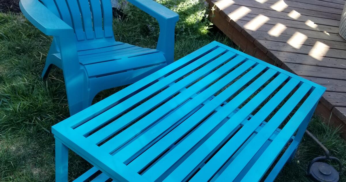 Baby Blue/Teal Coffee Table & Adirondack Chair for 20 in Littleton, CO